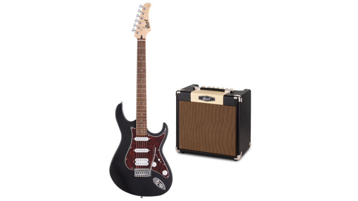 Cort G110 Open Pore Black mit E-Gitarren Combo