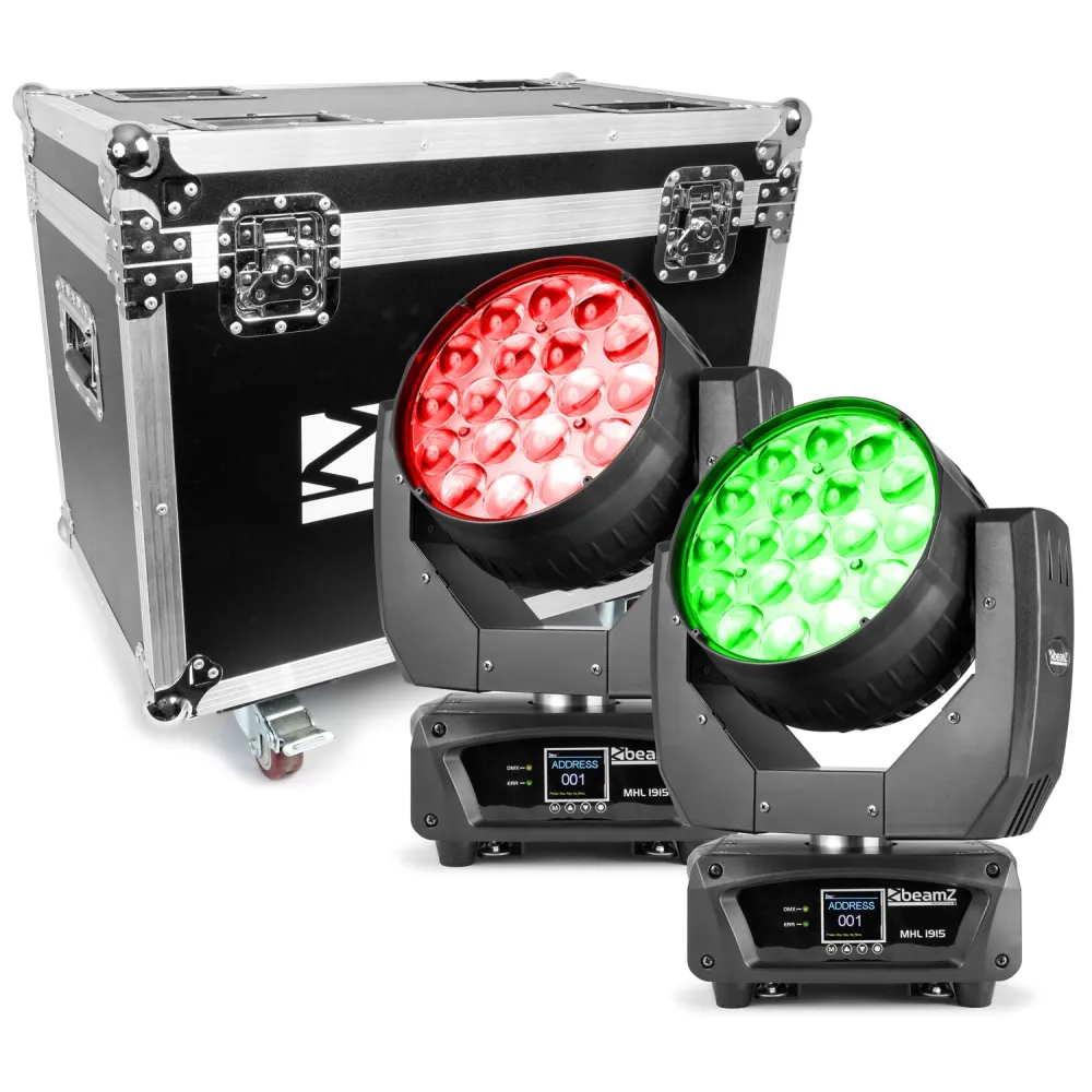 beamZ pro MHL1915 LEDZoom MovingHead2Stück imFlightcase