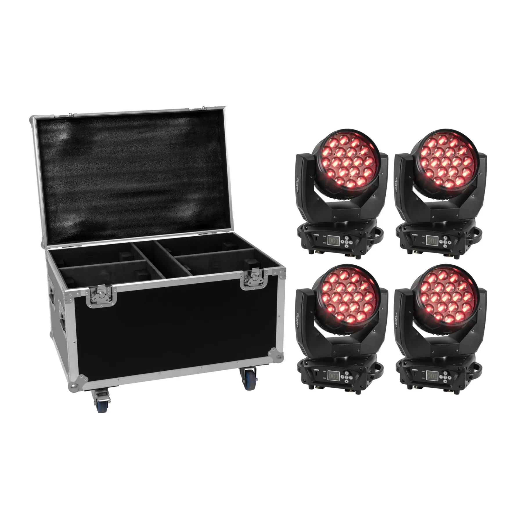 Eurolite Set 4x LED TMH-X4 + Case mit Rollen