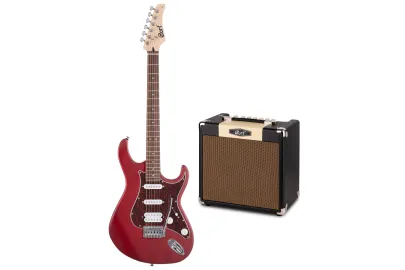 Cort G110 Open Pore Black Cherry mit E-Gitarren Combo