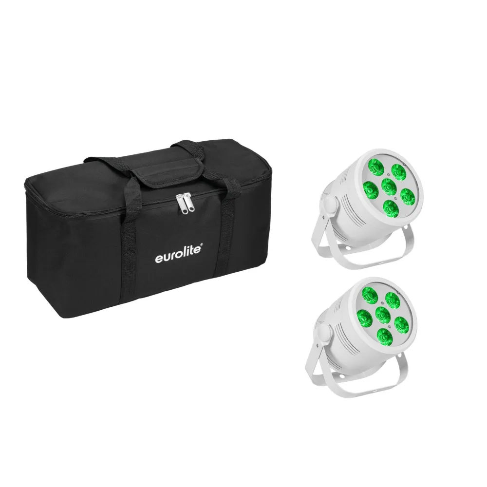 Eurolite Set 2x LED Silent Par 6 QCL Floor ws + SoftBag