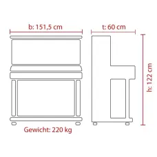 Feurich Piano Universal 122 Nussbaum satiniert