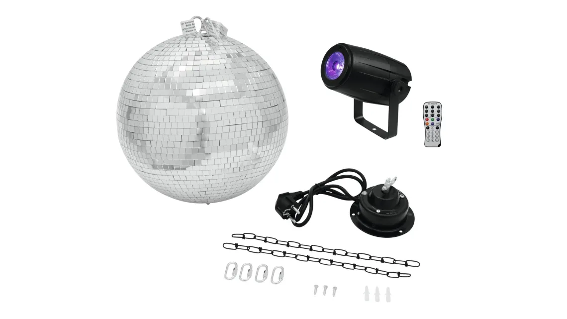 Eurolite Set Spiegelkugel 30cm mit Motor + LED PST-5 QCL Spot sw 