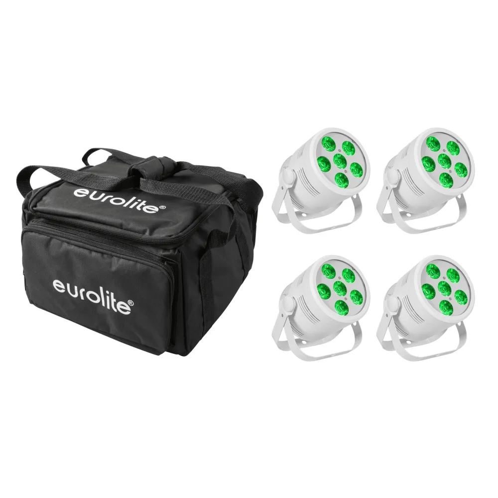 Eurolite Set 4x LED Silent Par 6 QCL Floor ws + SoftBag