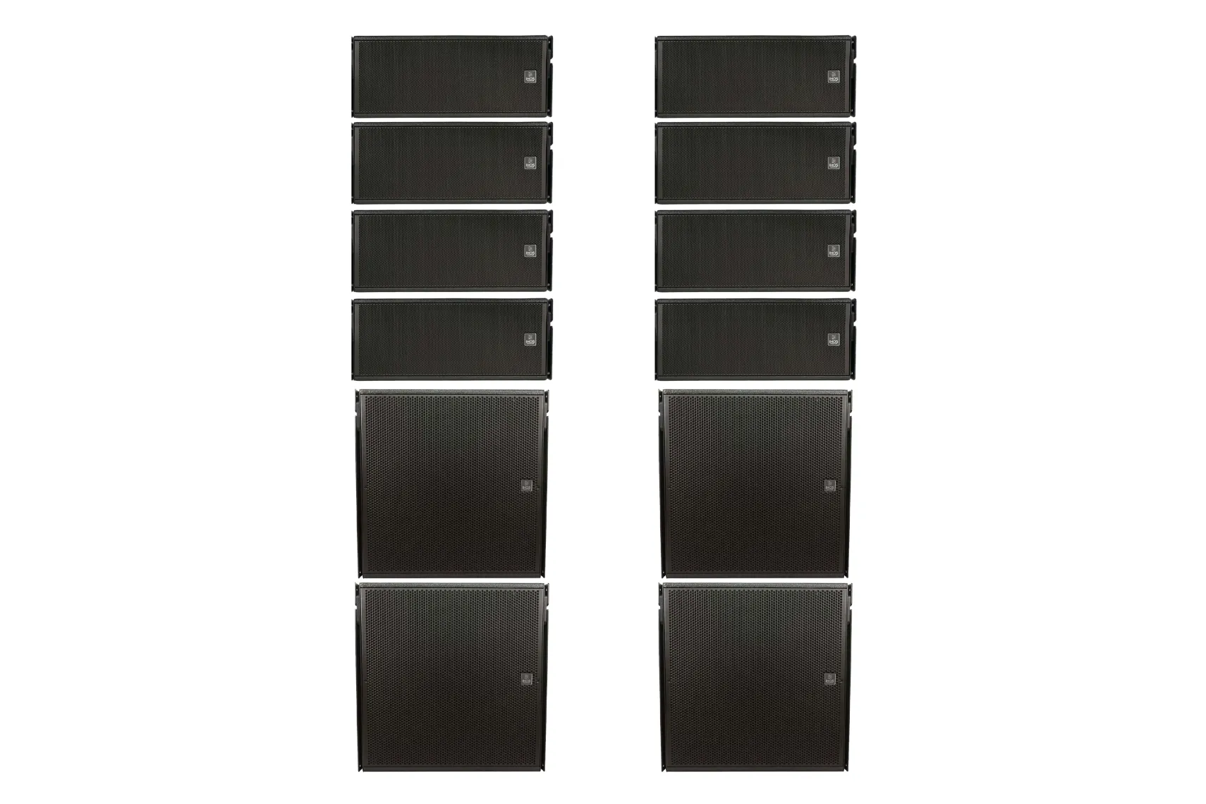 Ihos DILOS System 1 L/R Aktiv Line Array Bundle Set Groundstack mit 8 Tops und 4 Subs