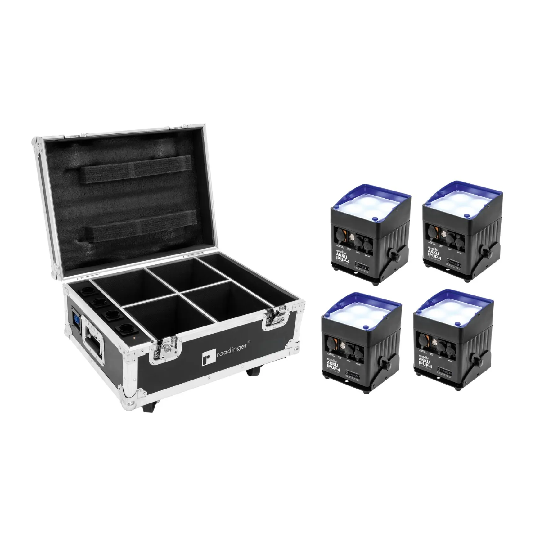 Eurolite Set 4x AKKU IP UP-4 QCL Spot QuickDMX + Case