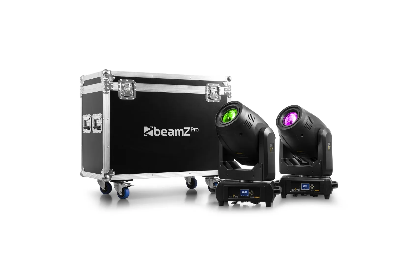beamZ Pro IGNITE300A LED BSW Moving Head mit Animation 2 Stück im Flightcase