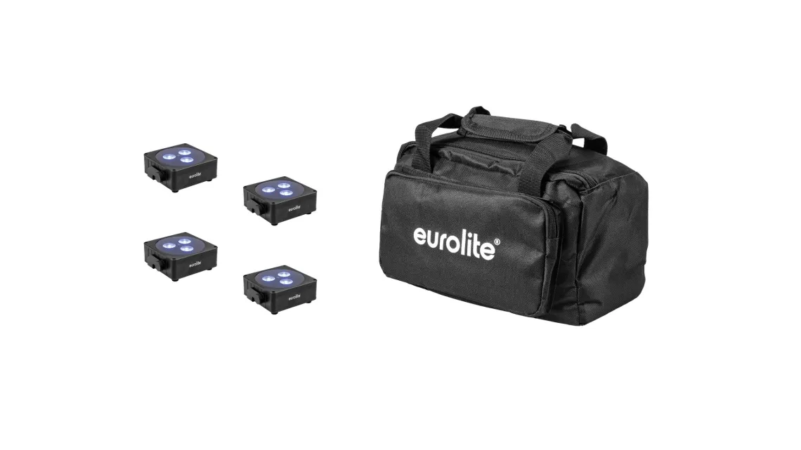 Eurolite Set 4x AKKU Flat Light 3 sw + Soft-Bag