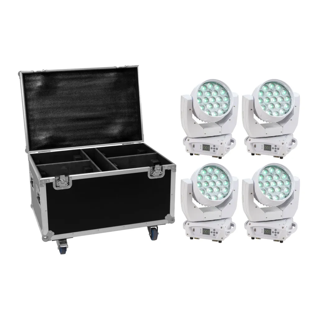 Eurolite Set 4x LED TMH-X4 weiß + Case mit Rollen