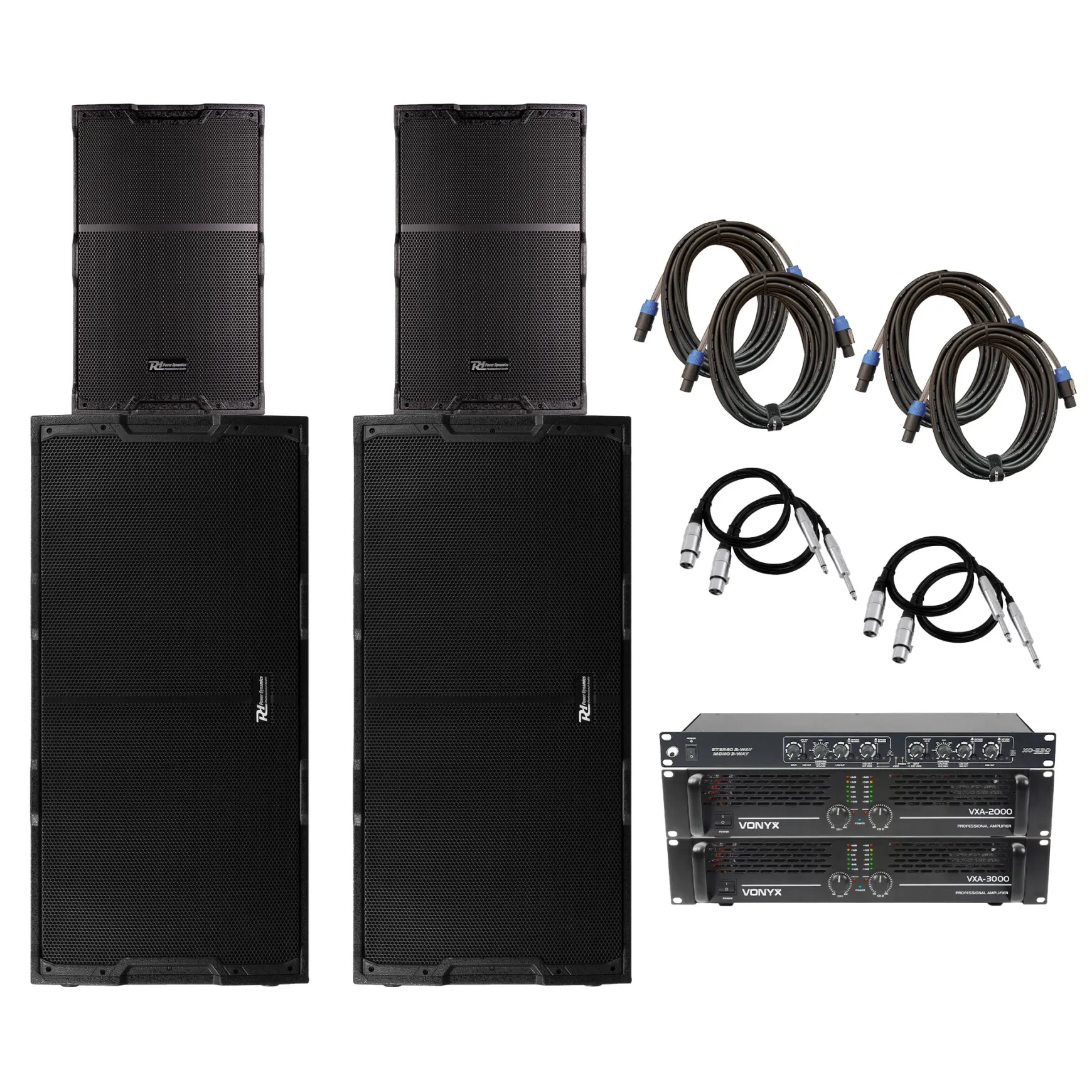 Power Dynamics PDY21815 Big Bundle Set Passiv + Amps