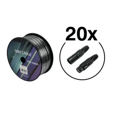 Eurolite Set DMX Kabel 2x0,22 100m sw + 40 Verbinder