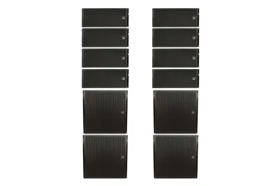 Ihos DILOS System 1 L/R Aktiv Line Array Bundle Set Groundstack mit 8 Tops und 4 Subs