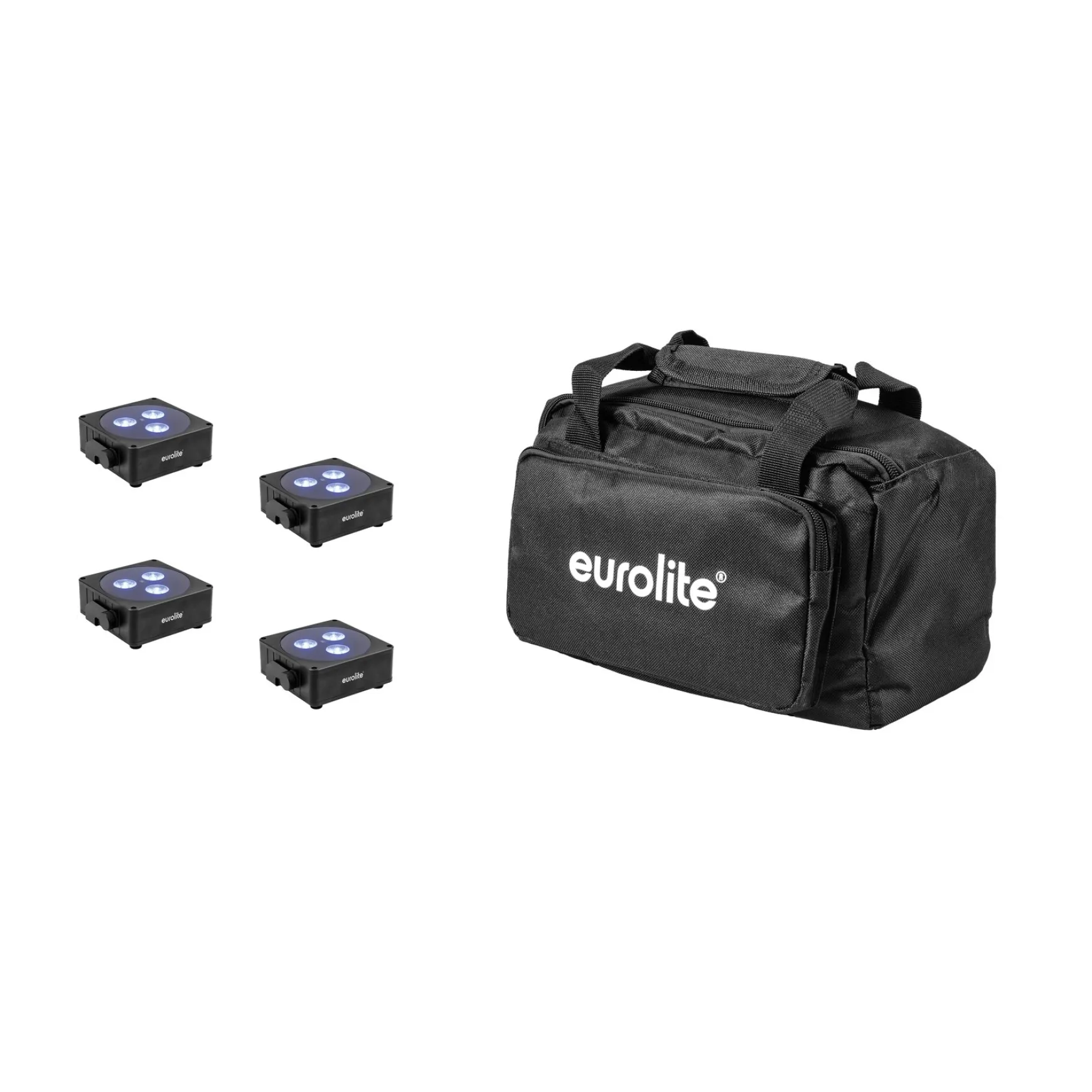 Eurolite Set 4x AKKU Flat Light 3 sw + Soft-Bag