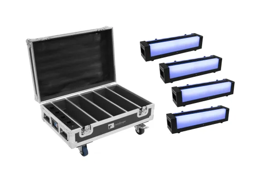 Eurolite Set 4x AKKU Bar-6 Glow QCL + Case mit Ladefunktion
