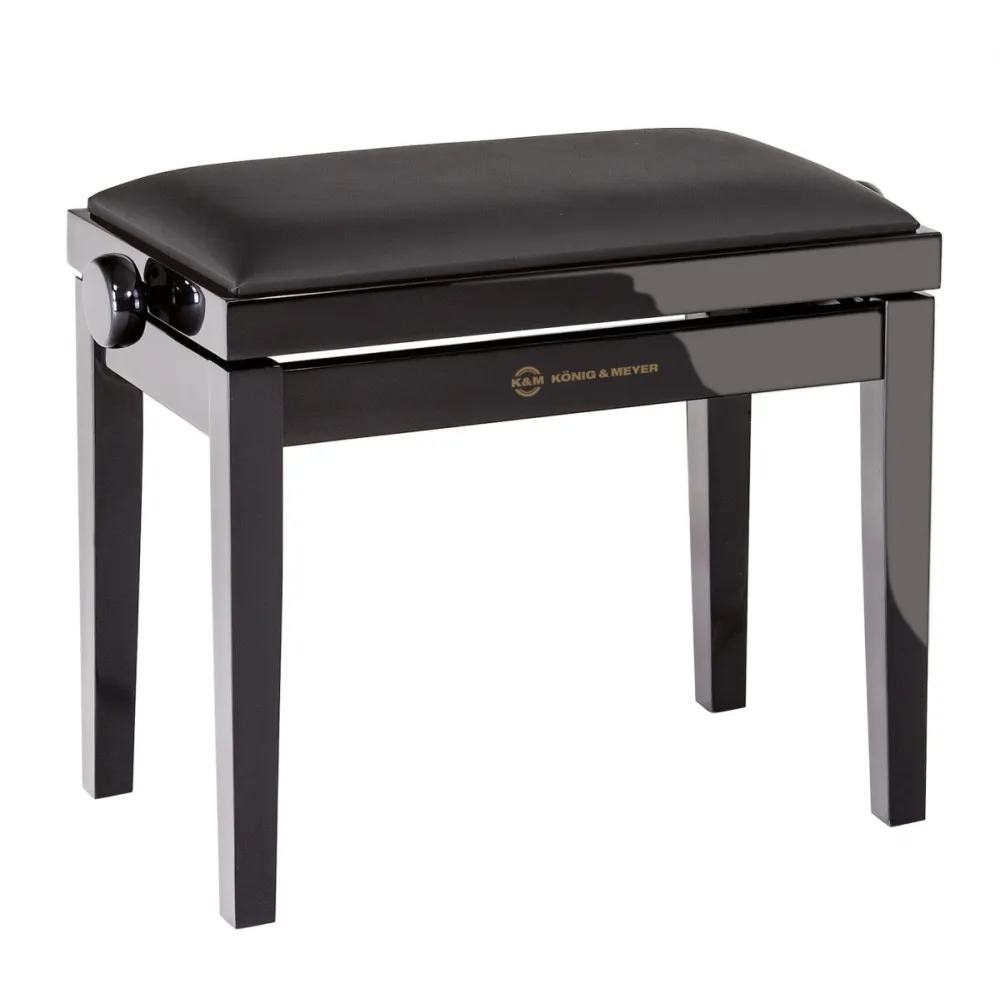 K&M 13911 Klavierbank - Bank schwarz poliert, Sitz Kuns