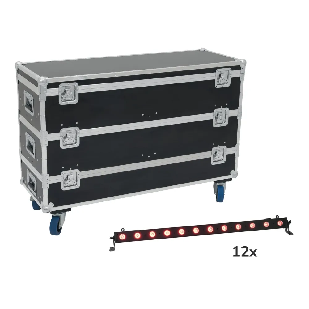 Eurolite Set 12x LED BAR-12 QCL RGB+UV Leiste + Case m