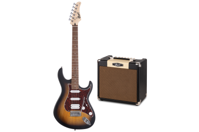 Cort G110 Open Pore Sunburst mit E-Gitarren Combo