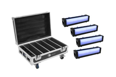 Eurolite Set 4x AKKU Bar-6 Glow QCL + Case mit Ladefunktion
