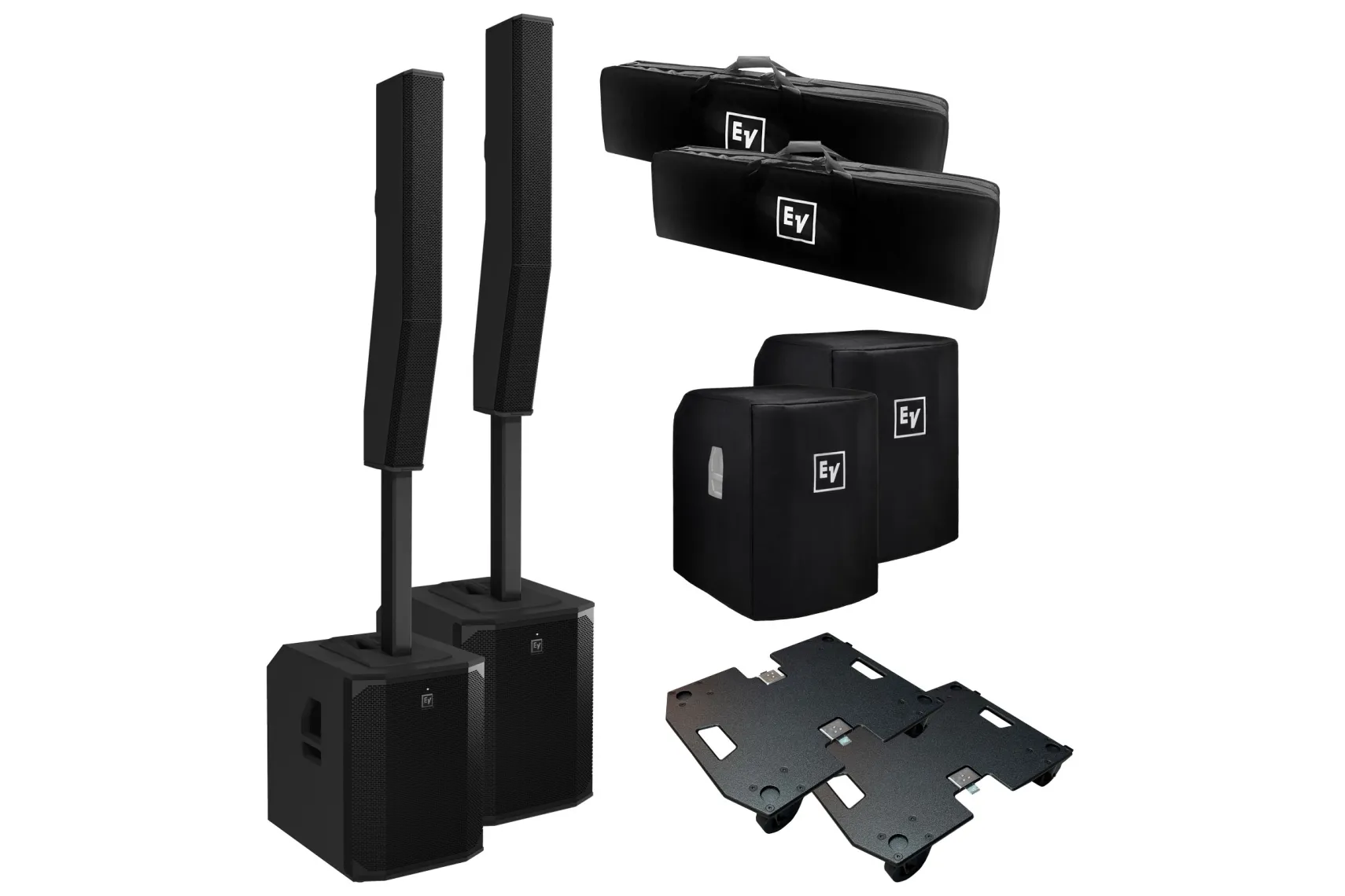 EV Evolve 70 Stereo Bundle Set schwarz mit Rollbrettern