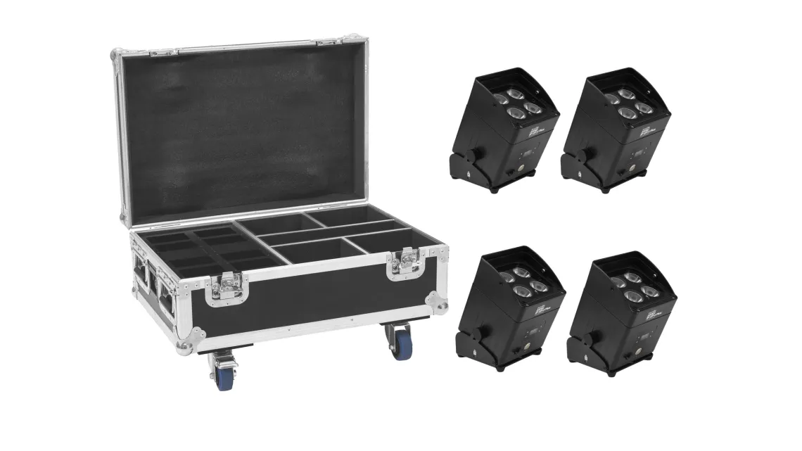 Eurolite Set 4x AKKU IP UP-4 Plus HCL Spot WDMX + Case