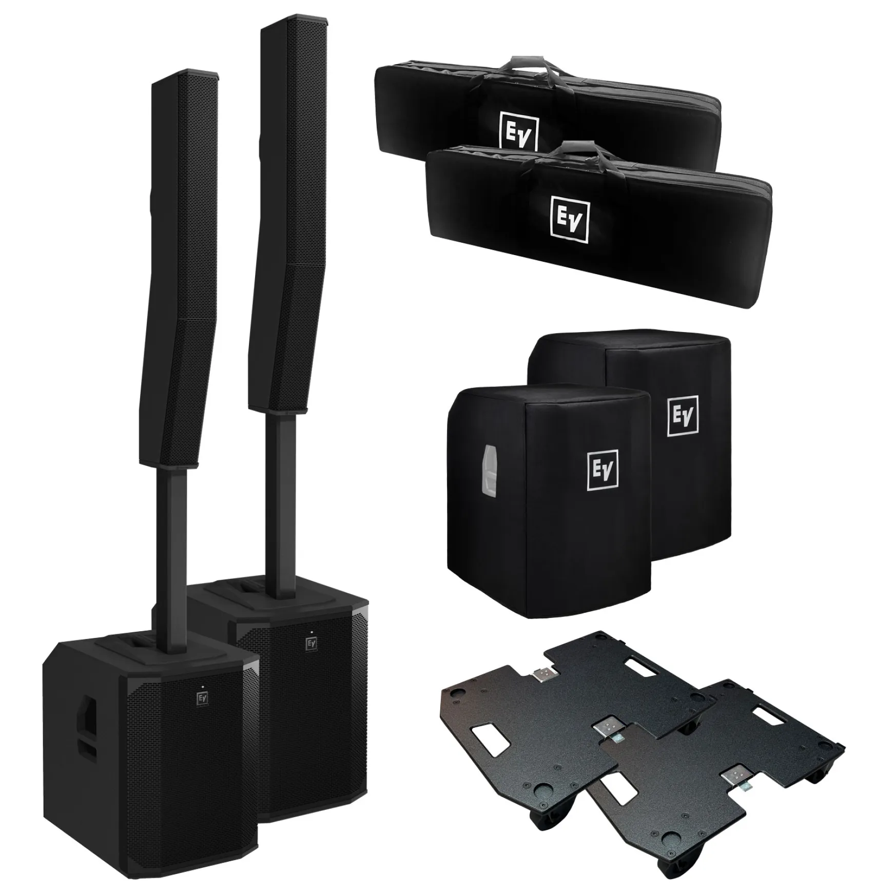 EV Evolve 70 Stereo Bundle Set schwarz mit Rollbrettern