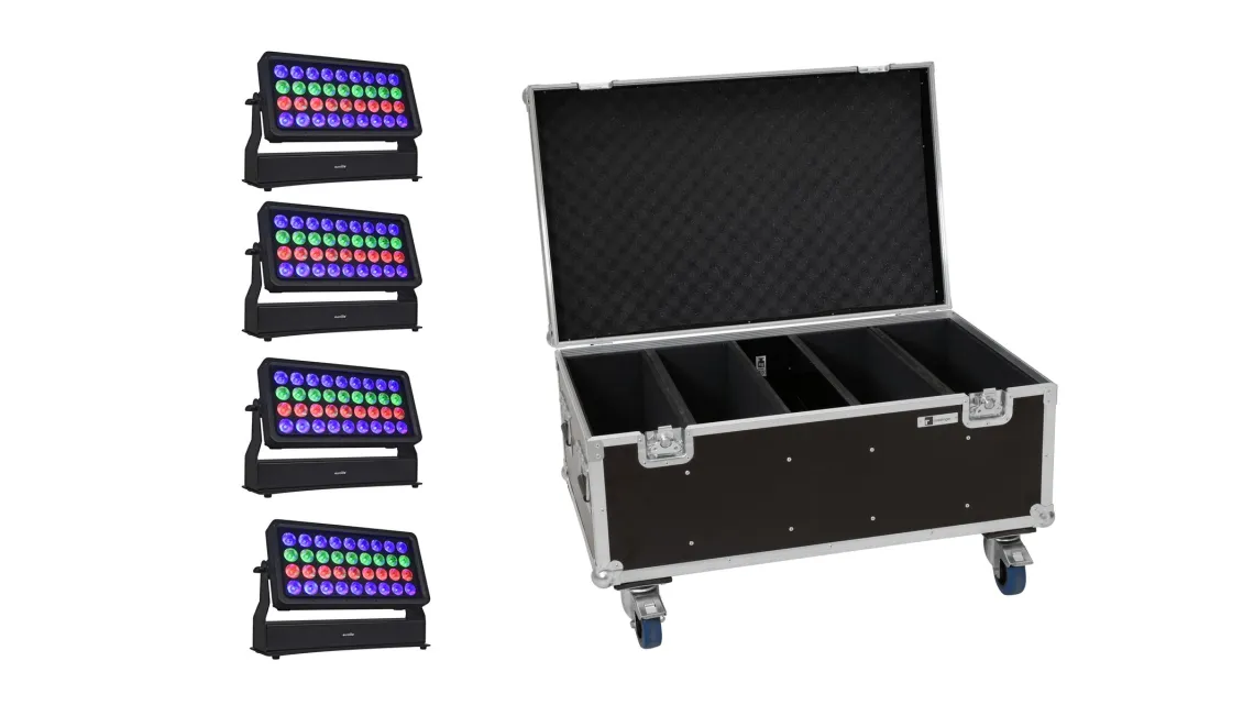 Eurolite Set 4x Multiflood Pro IP RGBW Wash MK2 + Case