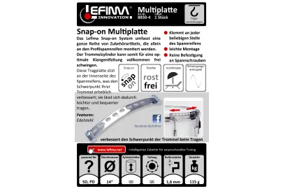 Lefima Snap-on Multiplatte für Chromprofilspannreifen 1