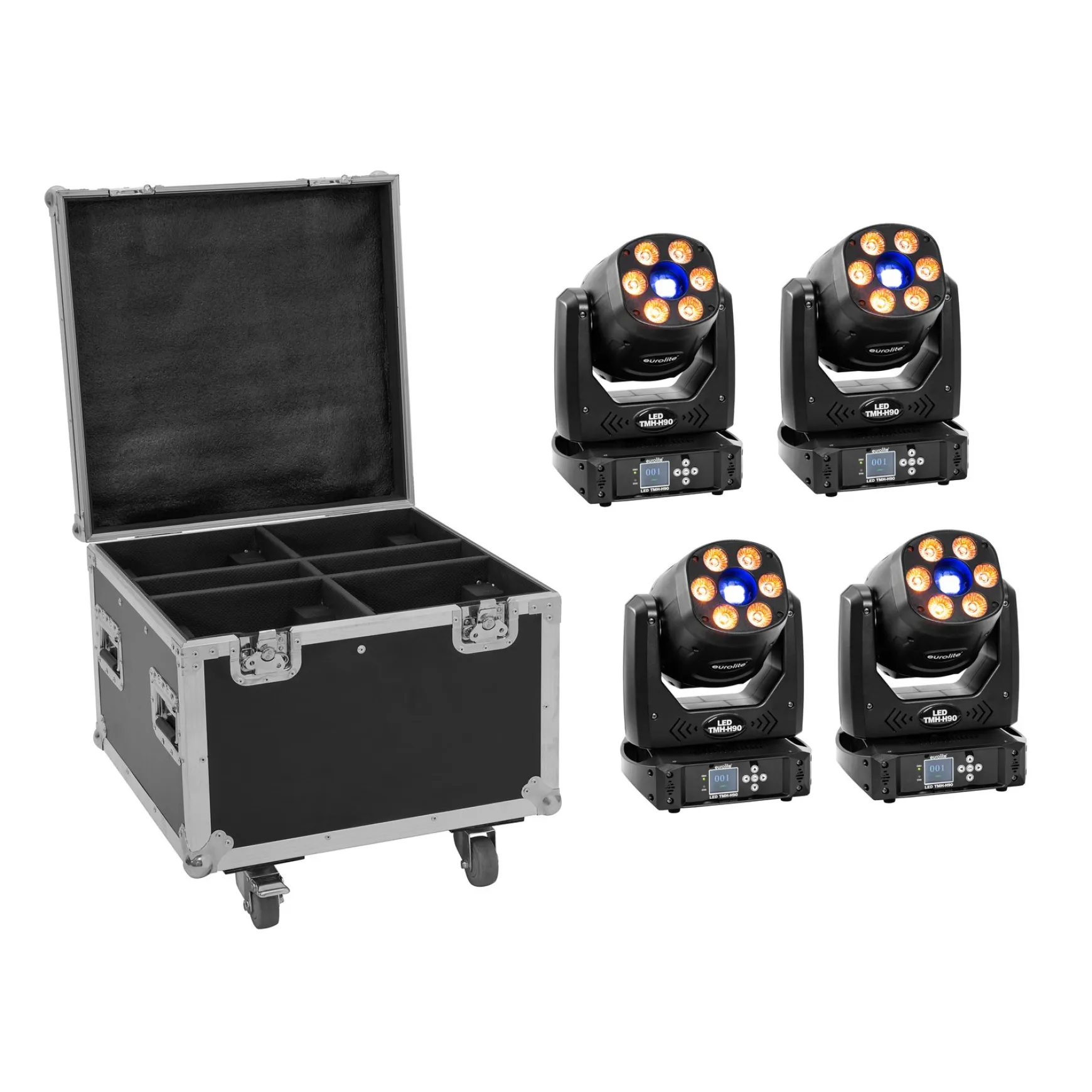 Eurolite Set 4x LED TMH-H90 + Case mit Rollen