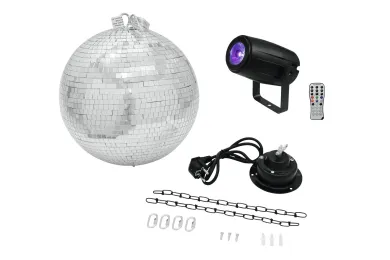 Eurolite Set Spiegelkugel 30cm mit Motor + LED PST-5 QCL Spot sw 