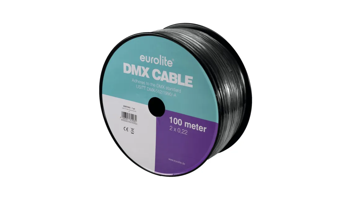 Eurolite Set DMX Kabel 2x0,22 100m sw + 40 Verbinder