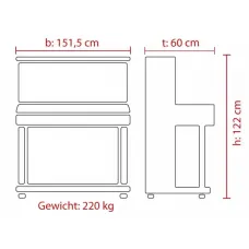 Feurich Piano Universal 122 Schwarz