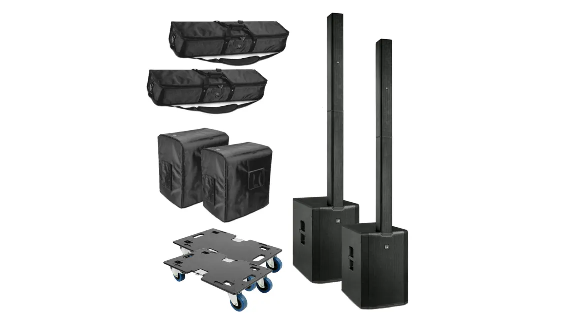 LD Systems MAUI 44 G2 Stereo Bundle Set schwarz mit Taschen und Rollbrettern