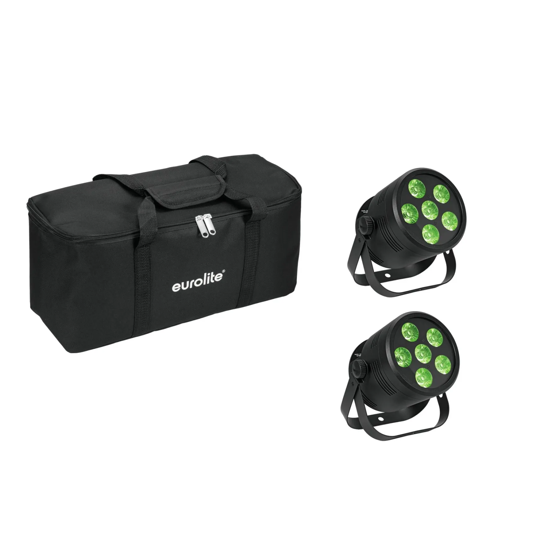 Eurolite Set 2x LED Silent Par 6 QCL Floor sw + SoftBag
