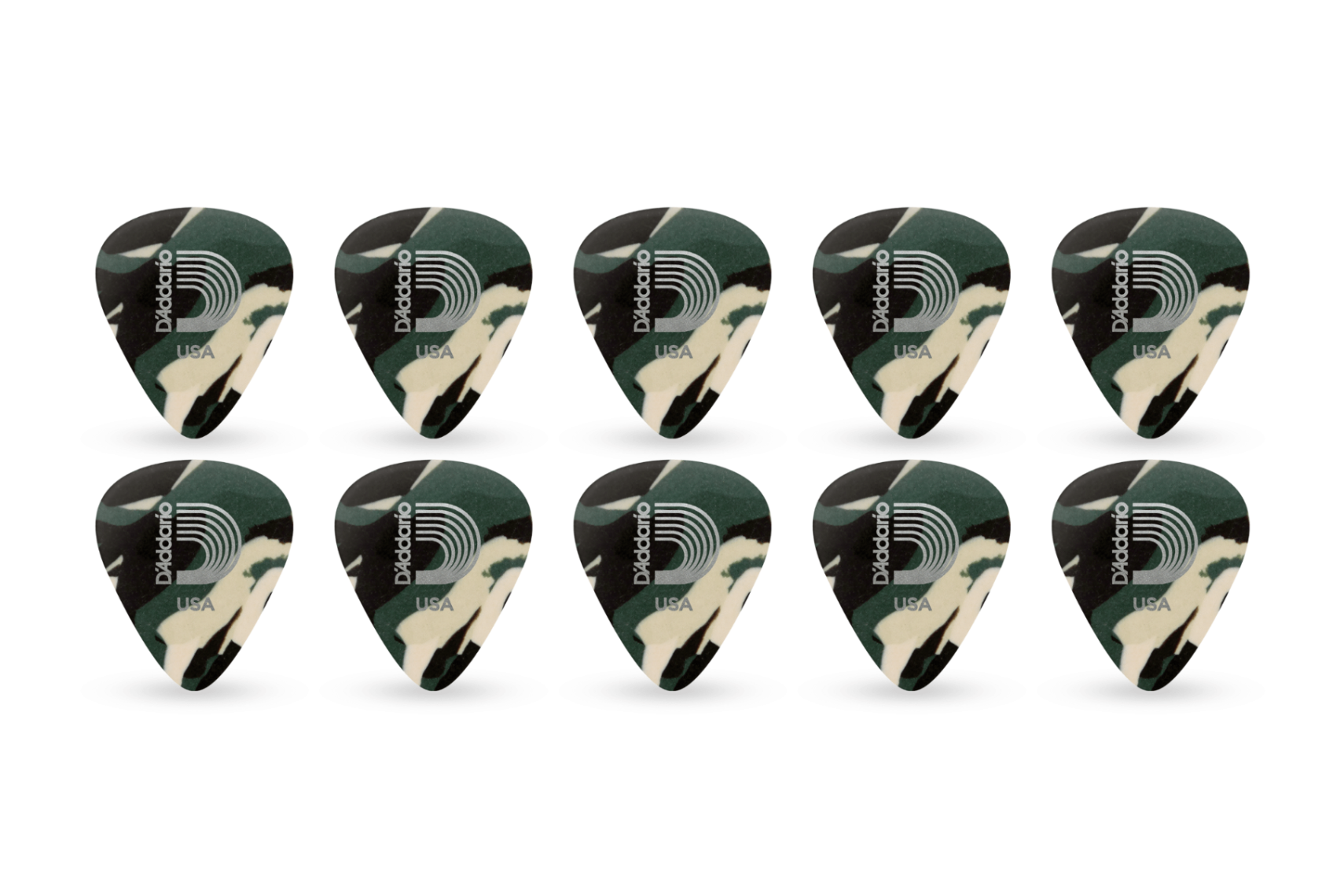Daddario Camouflage Zelluloid-Gitarren-Picks Medium