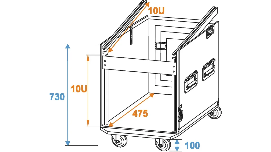 Roadinger Spezial-Kombi-Case Profi, 10HE mit Rollen
