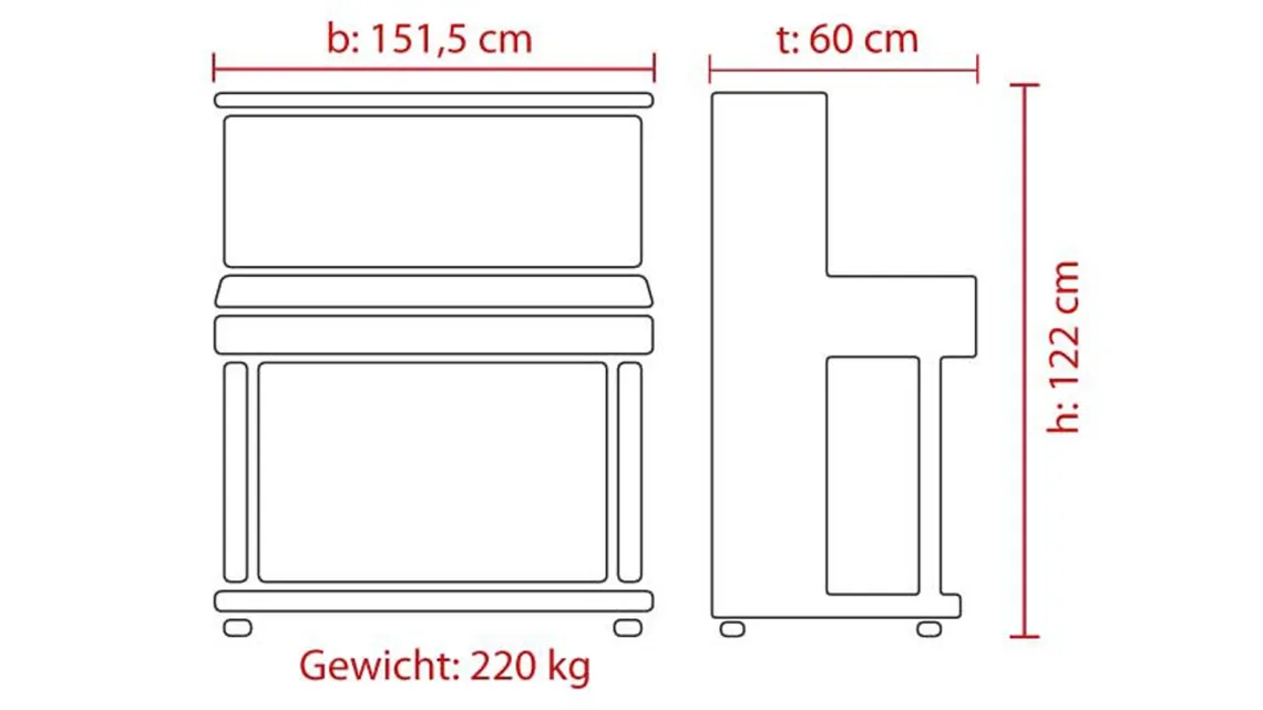 Feurich Piano Universal 122 Nussbaum poliert
