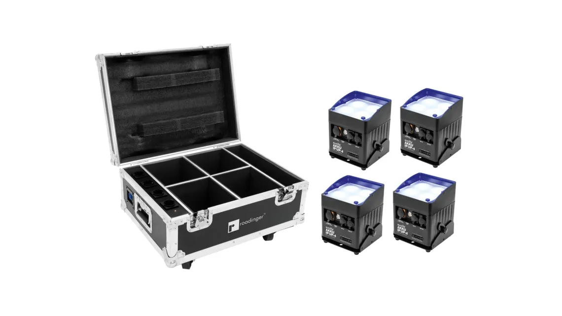 Eurolite Set 4x AKKU IP UP-4 QCL Spot QuickDMX + Case
