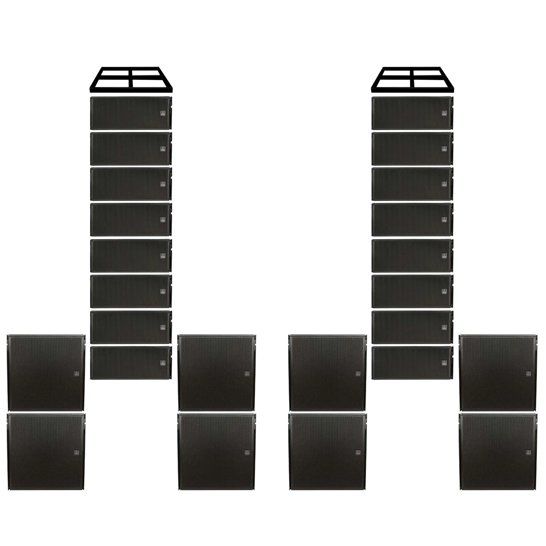 Ihos DILOS System 4 L/R Aktiv Line Array Bundle Set mit 16 Tops und 8 Subs