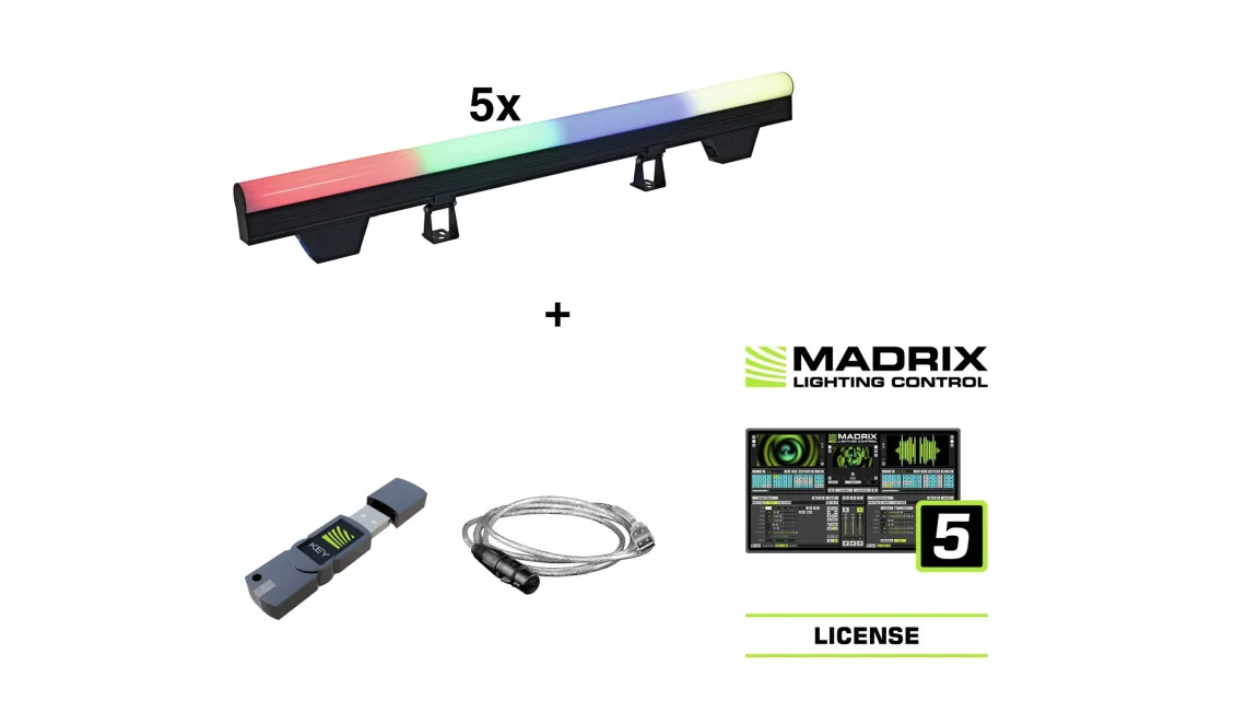 Eurolite Set 5x LED PT-100/32 Pixel DMX Tube + Madrix Software 