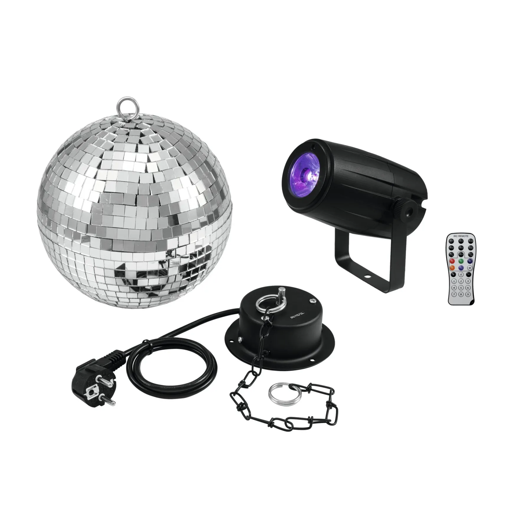 Eurolite Set Spiegelkugel 20cm mit Motor + LED PST-5 QCL Spot sw 