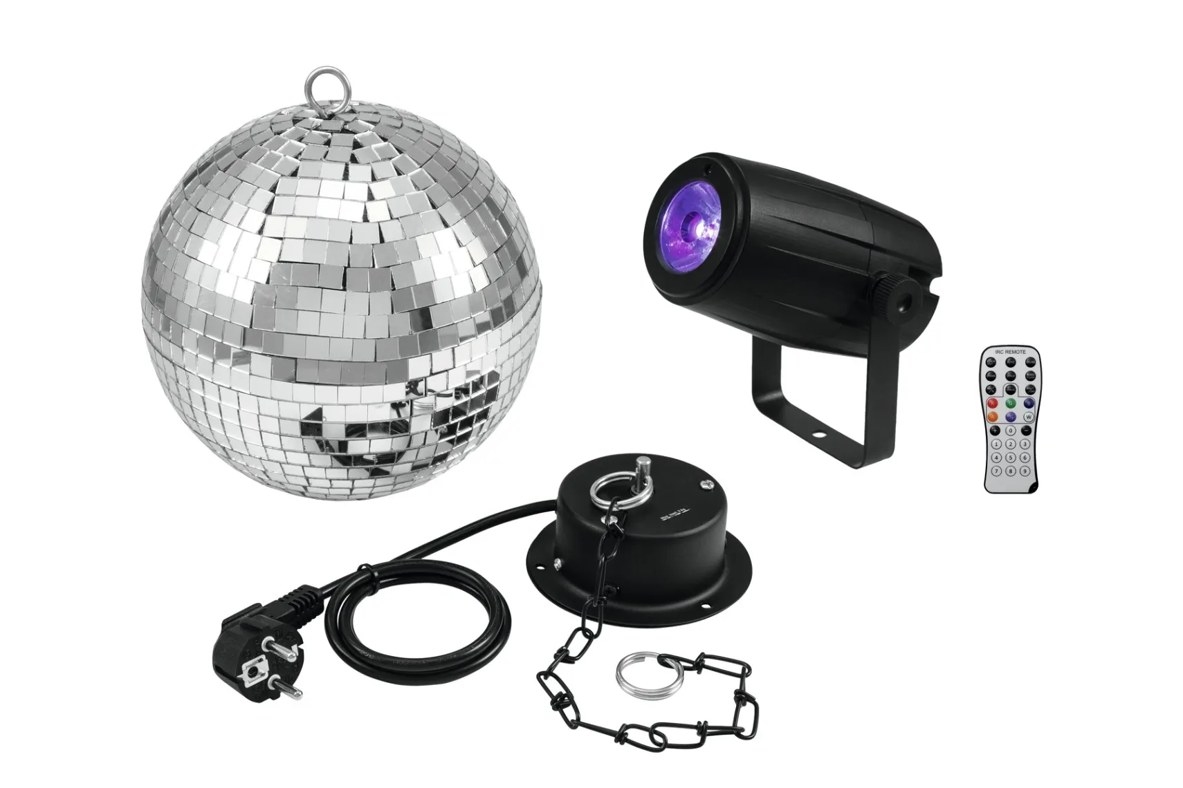 Eurolite Set Spiegelkugel 20cm mit Motor + LED PST-5 QCL Spot sw