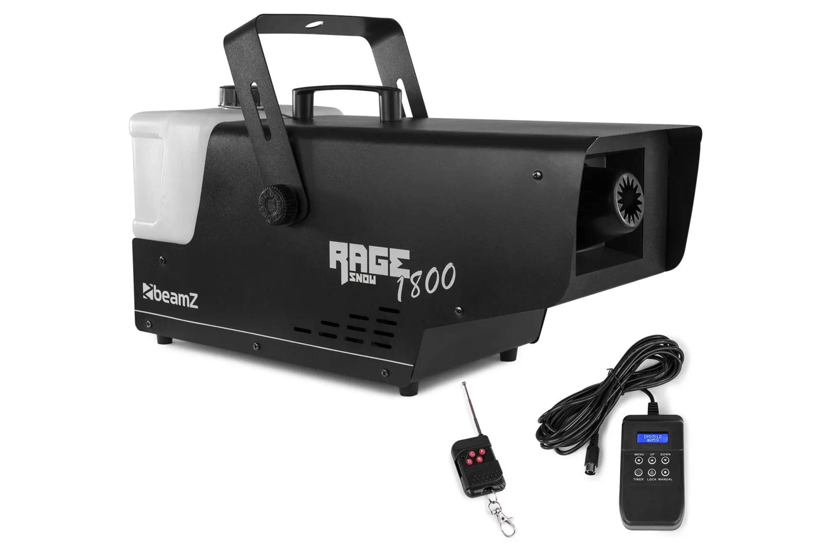 beamZ Rage 1800 Schneemaschine mit Wireless-Controller und Timer-Fernbedienung