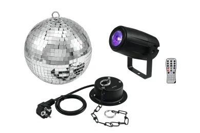 Eurolite Set Spiegelkugel 20cm mit Motor + LED PST-5 QCL Spot sw 