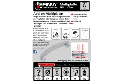 Lefima Mehrlochtragplatte (Metallspannreifen) Edelstahl