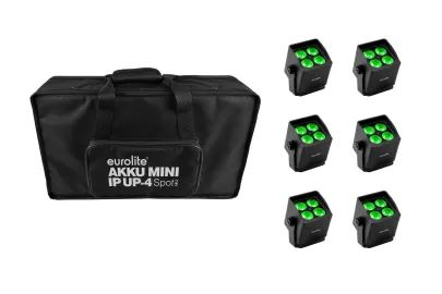 Eurolite Set 6xAkku Mini IP UP-4 QCL Spot MK2 + Softbag