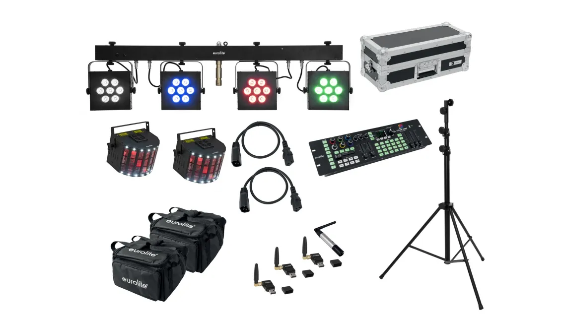 Eurolite Set LED KLS-3002 + Laser Derby Mobile Bundle