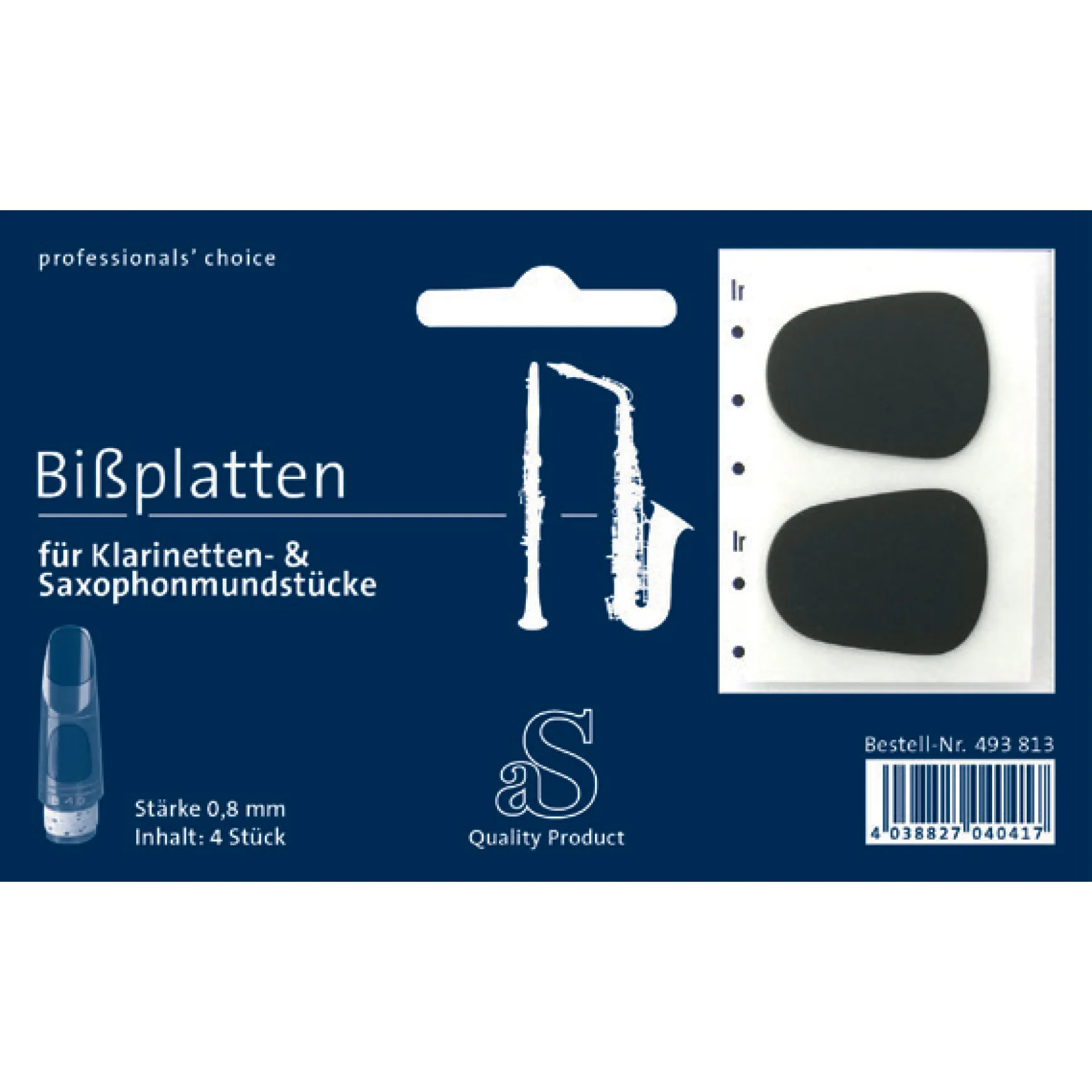 AS Bißplatte schwarz 0,8 mm 4-er Set