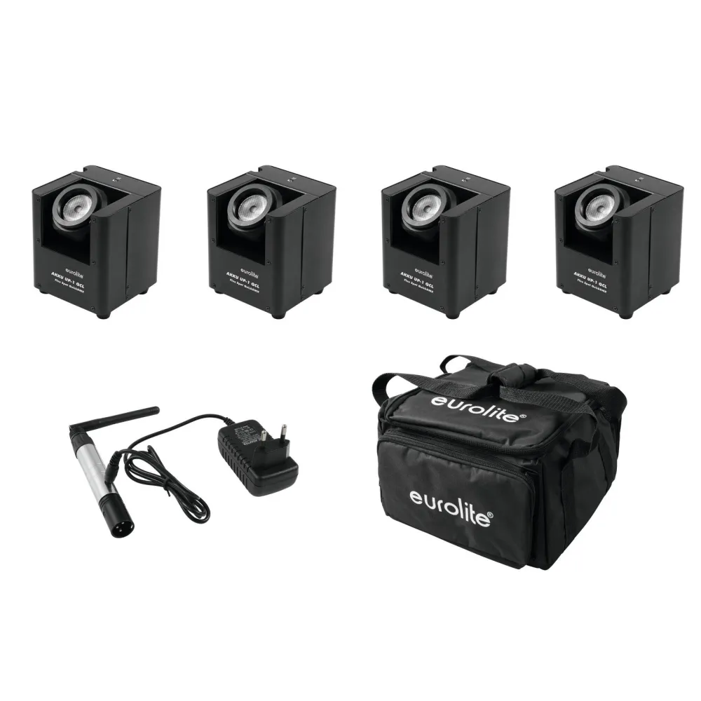 Eurolite Set 4x AKKU UP-1 + SB-4 Soft-Bag + QuickDMX F
