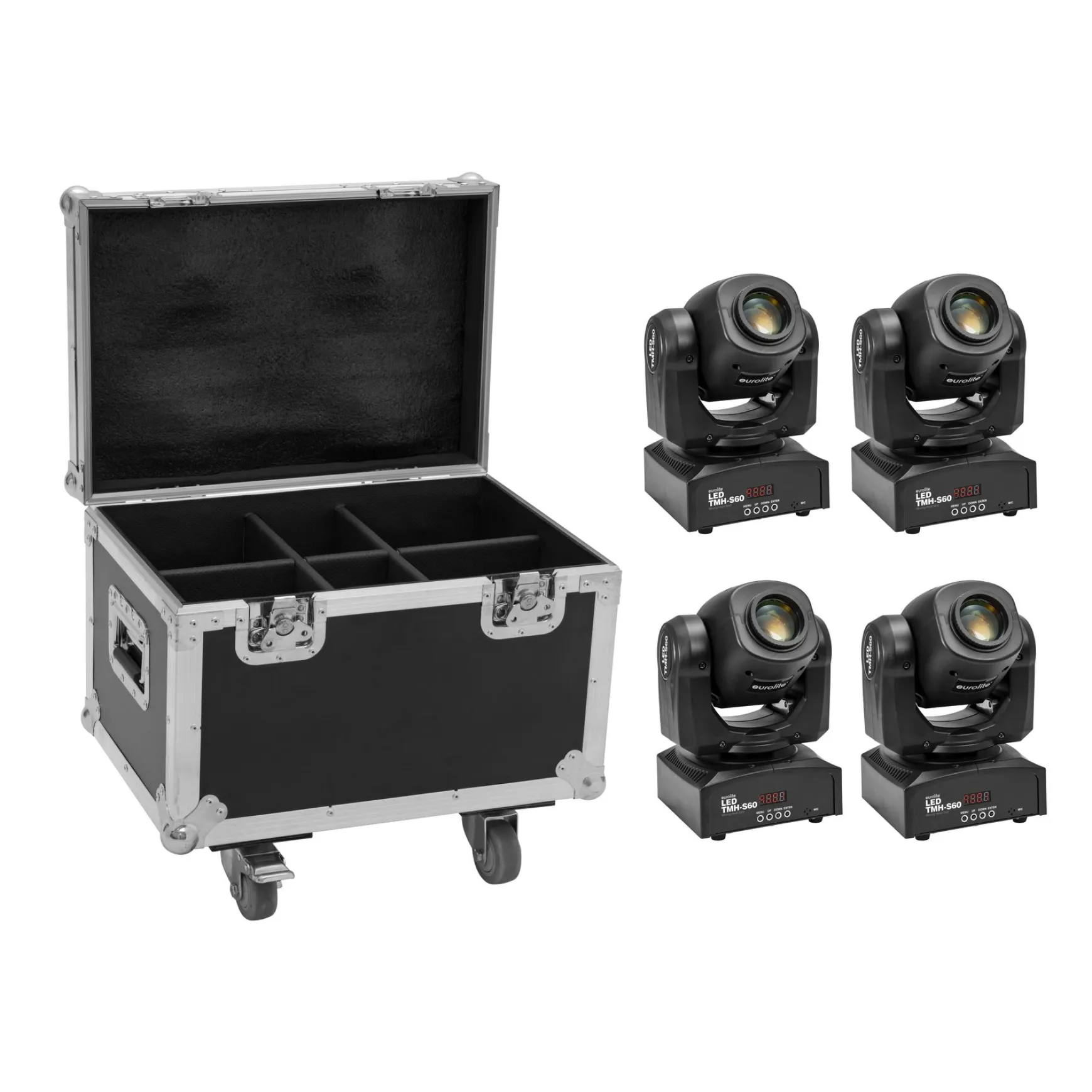 Eurolite Set 4x LED TMH-S60 Moving-Head-Spot + Case