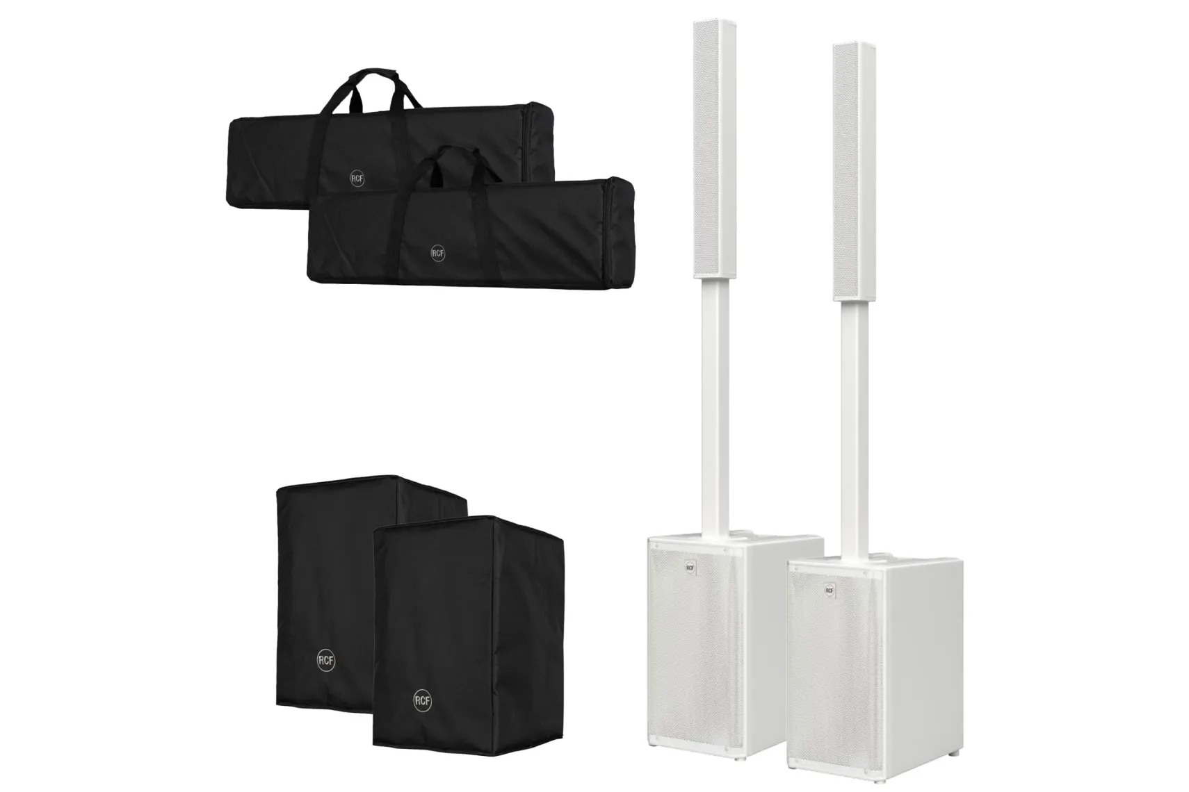 RCF EVOX J9 Stereo Bundle Set weiß mit Taschen
